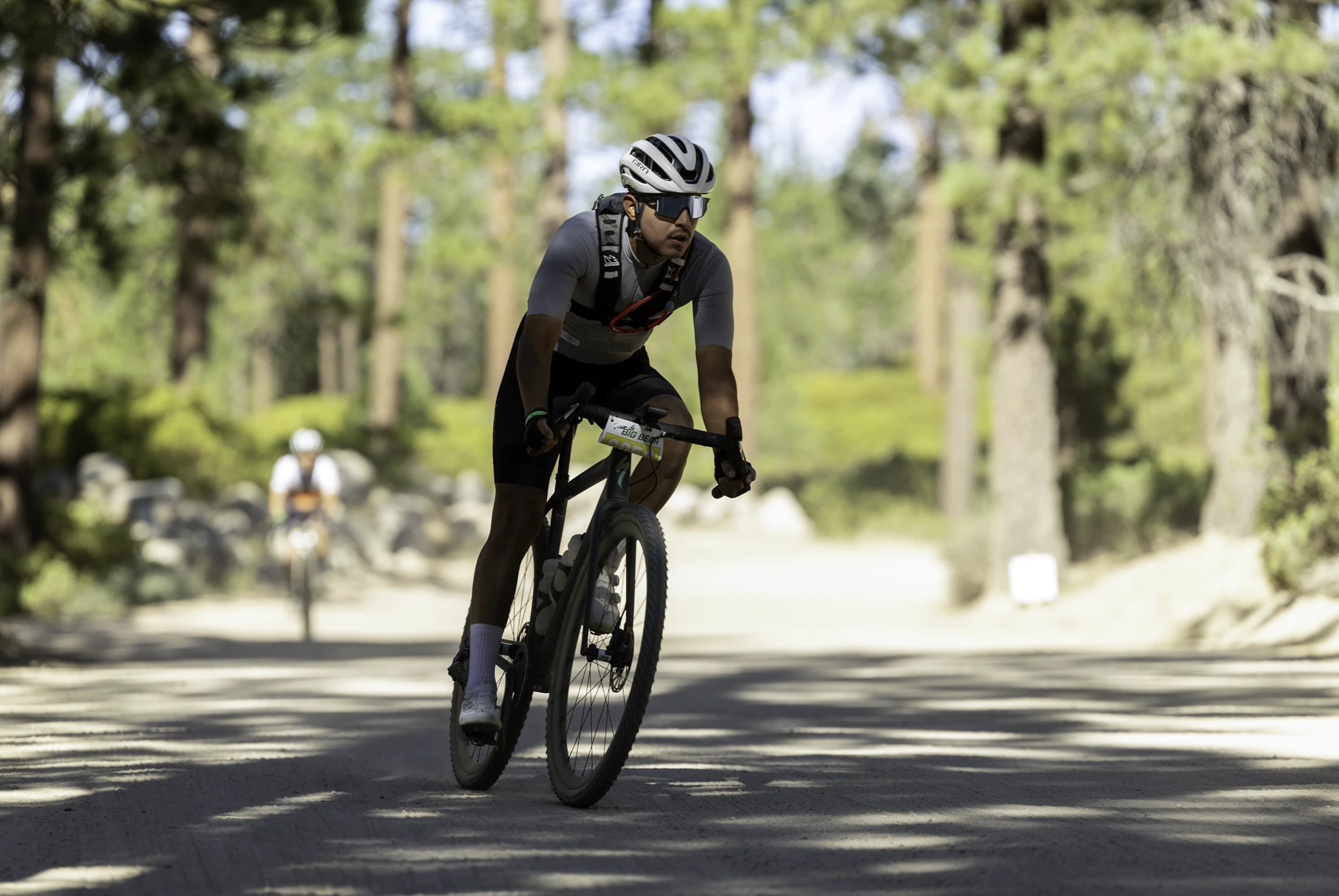 Tour de BIg Bear Gravel event rider cycling on Mountain Bike Trail